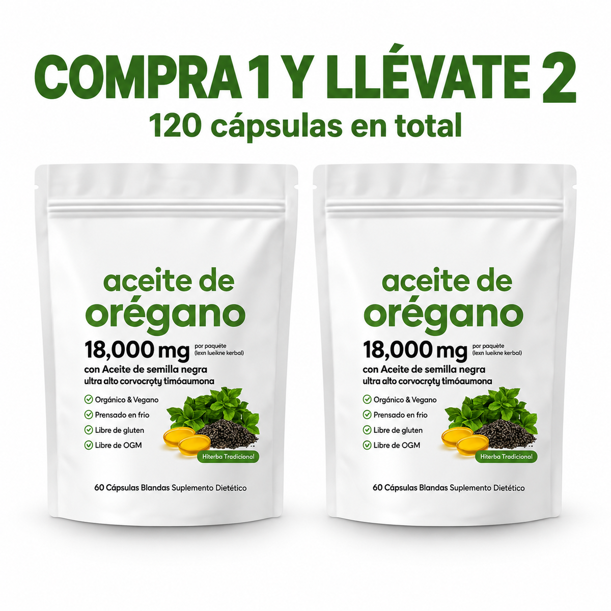 120 CÁPSULAS BLANDAS DE ACEITE DE ORÉGANO - OREGAN PRO - CONPRE 1 Y LEVE 2 🌱